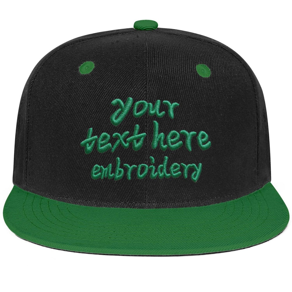 Vosoli Black Green Flat Brim Cap - Custom Embroidered Personalized Hat