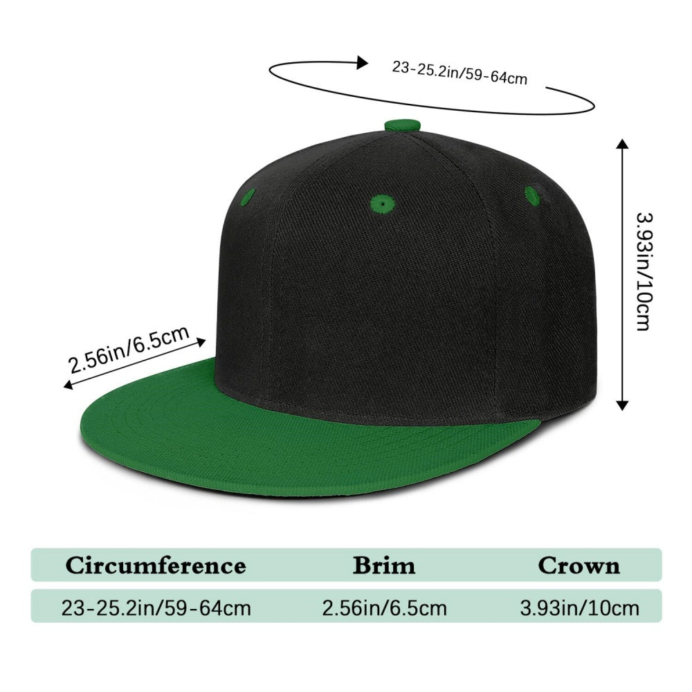 Vosoli Black Green Flat Brim Cap - Custom Embroidered Personalized Hat