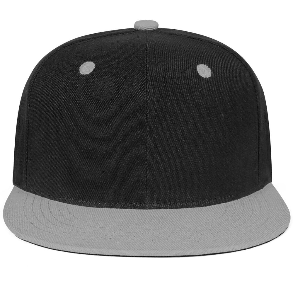 Vosoli Black Grey Flat Brim Cap - Custom Embroidered Personalized Hat