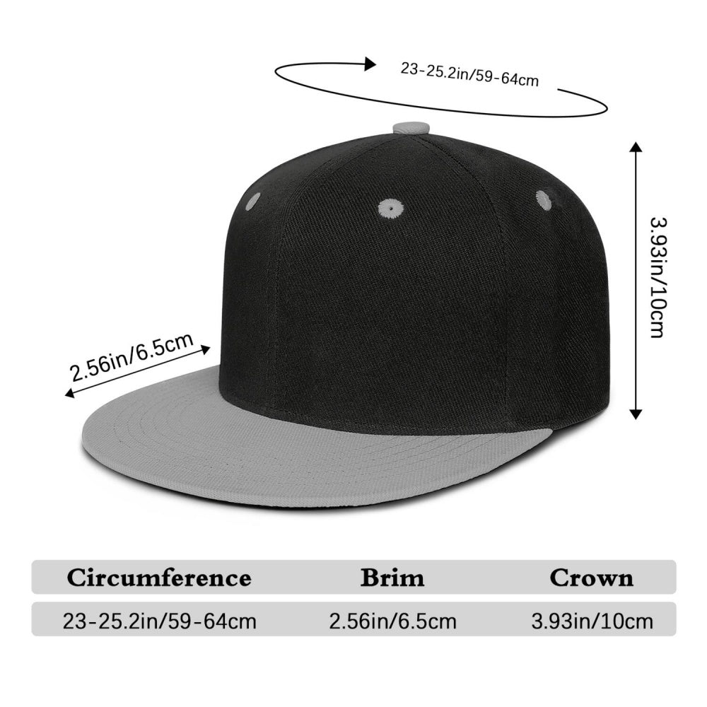 Vosoli Black Grey Flat Brim Cap - Custom Embroidered Personalized Hat