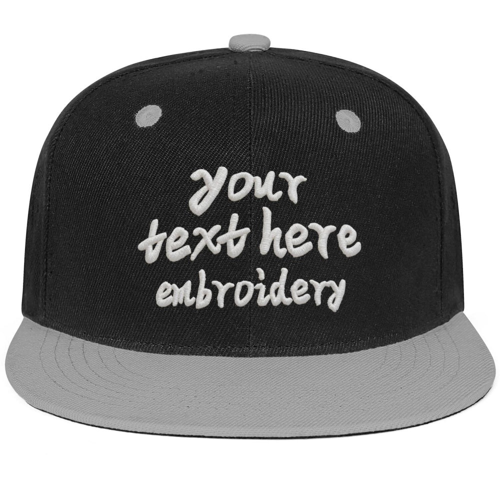 Vosoli Black Grey Flat Brim Cap - Custom Embroidered Personalized Hat