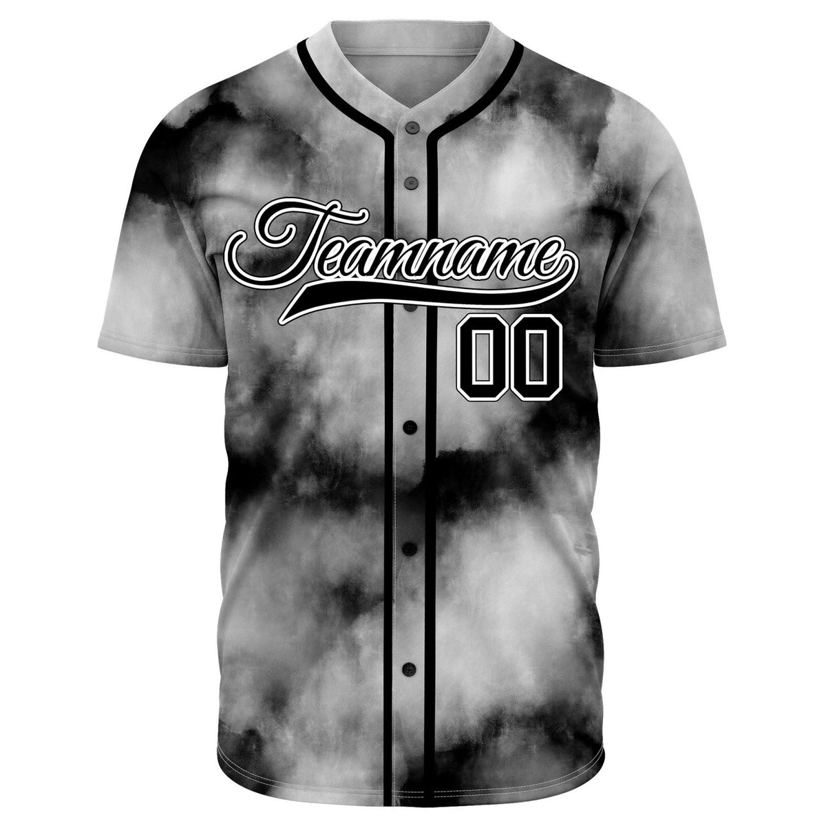 VOSOLI Midnight Smoke Tie-Dye Graffiti Custom Stitched Baseball Jersey