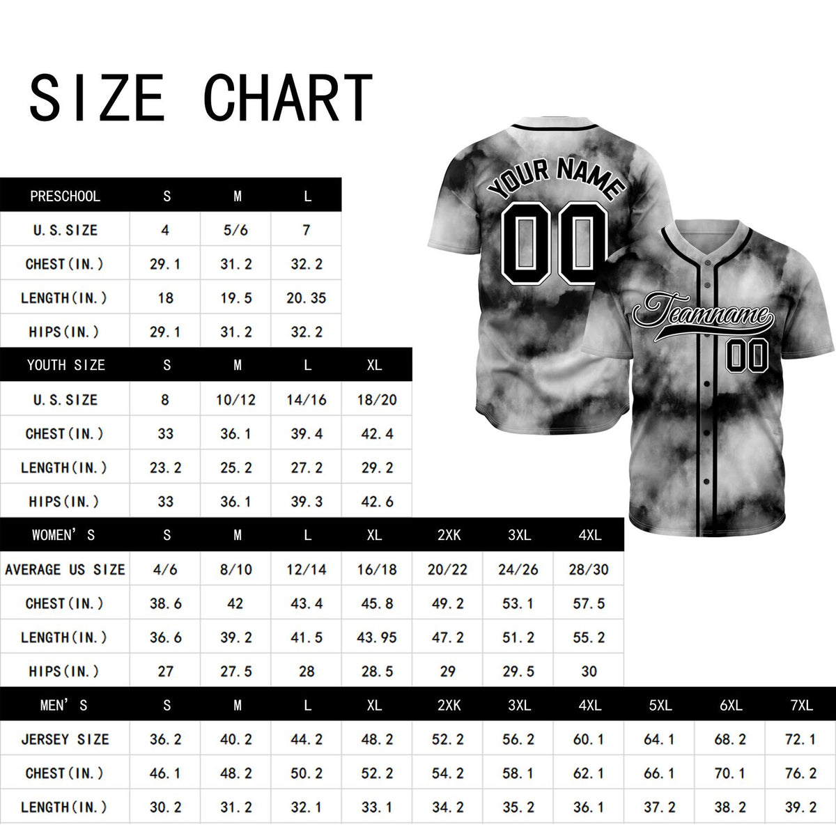 VOSOLI Midnight Smoke Tie-Dye Graffiti Custom Stitched Baseball Jersey