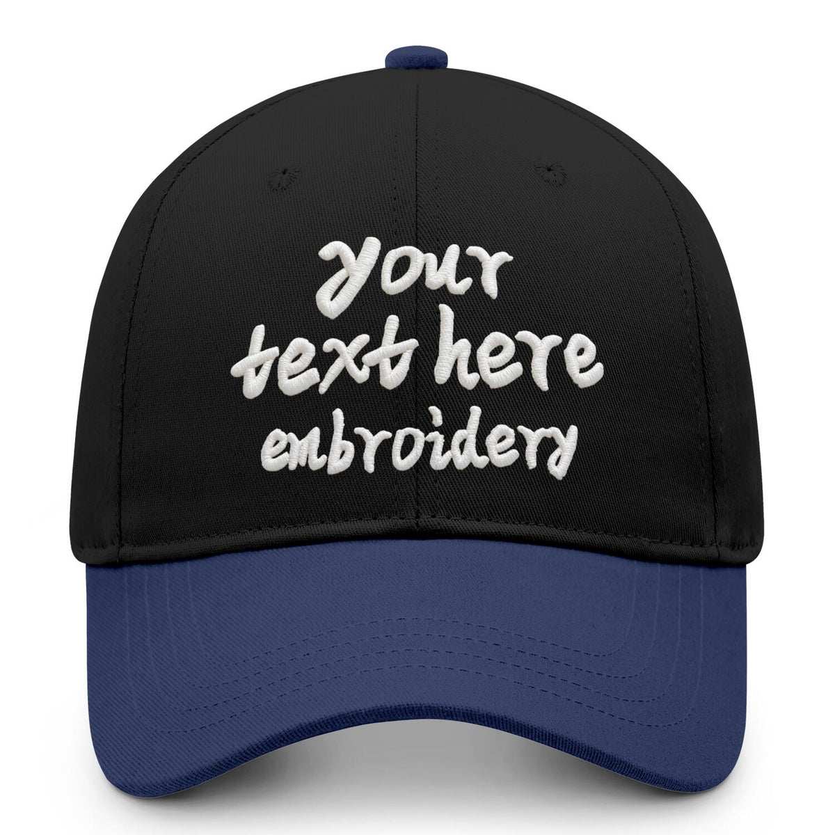 Vosoli Black Navy Two-Tone Baseball Cap - Unisex Custom 3D Embroidery or Print