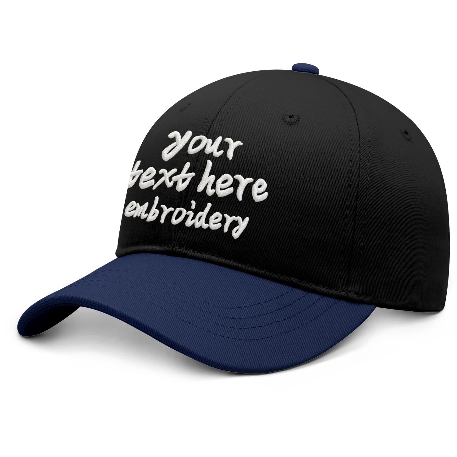Vosoli Black Navy Two-Tone Baseball Cap - Unisex Custom 3D Embroidery or Print