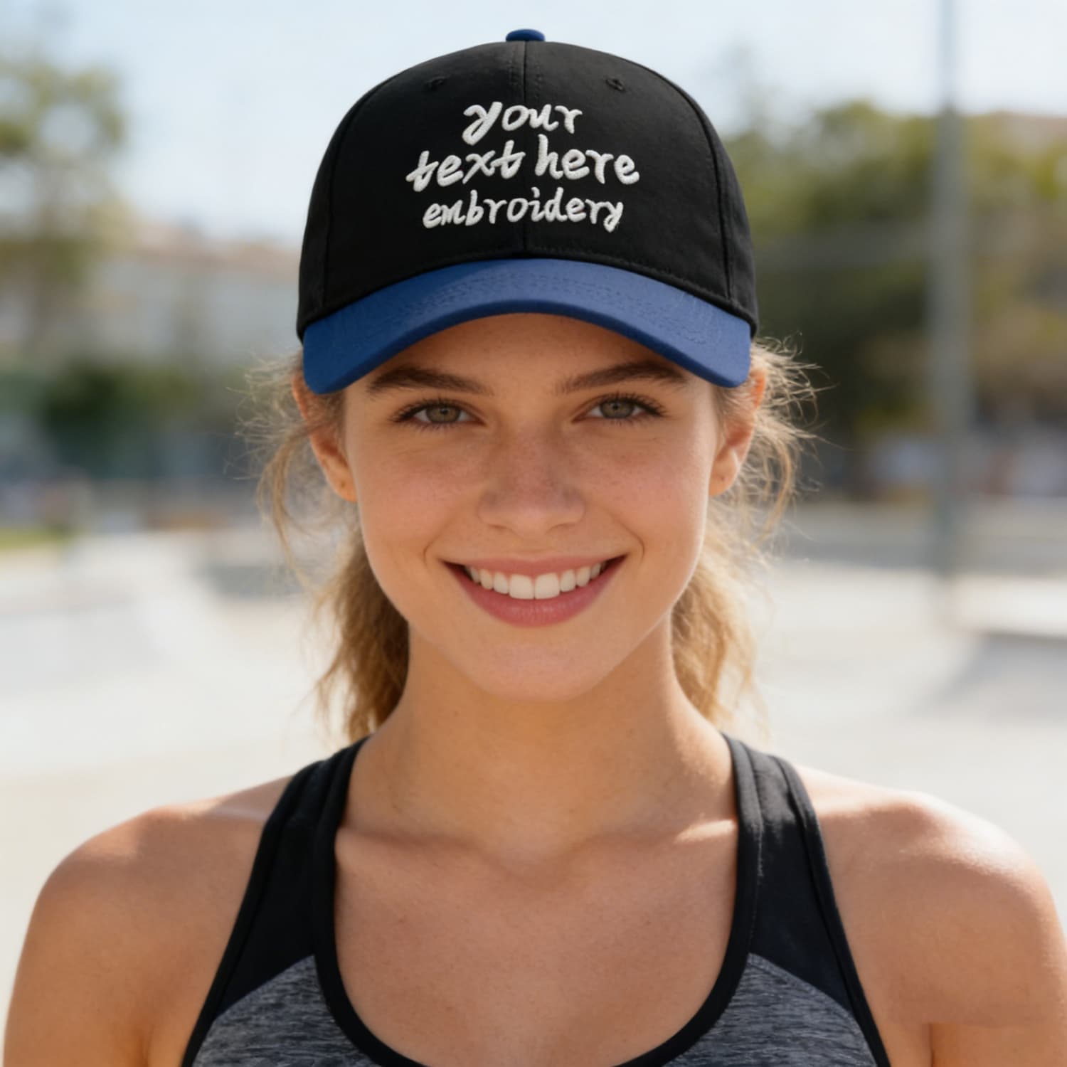 Vosoli Black Navy Two-Tone Baseball Cap - Unisex Custom 3D Embroidery or Print