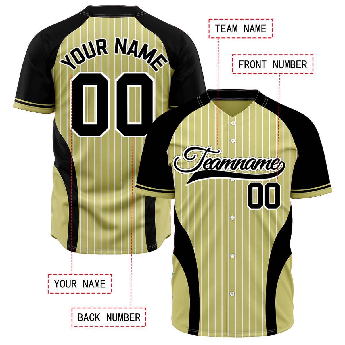 VOSOLI Custom Black & Neon Green Pinstripe Baseball Jersey - Sublimated Electric Gear