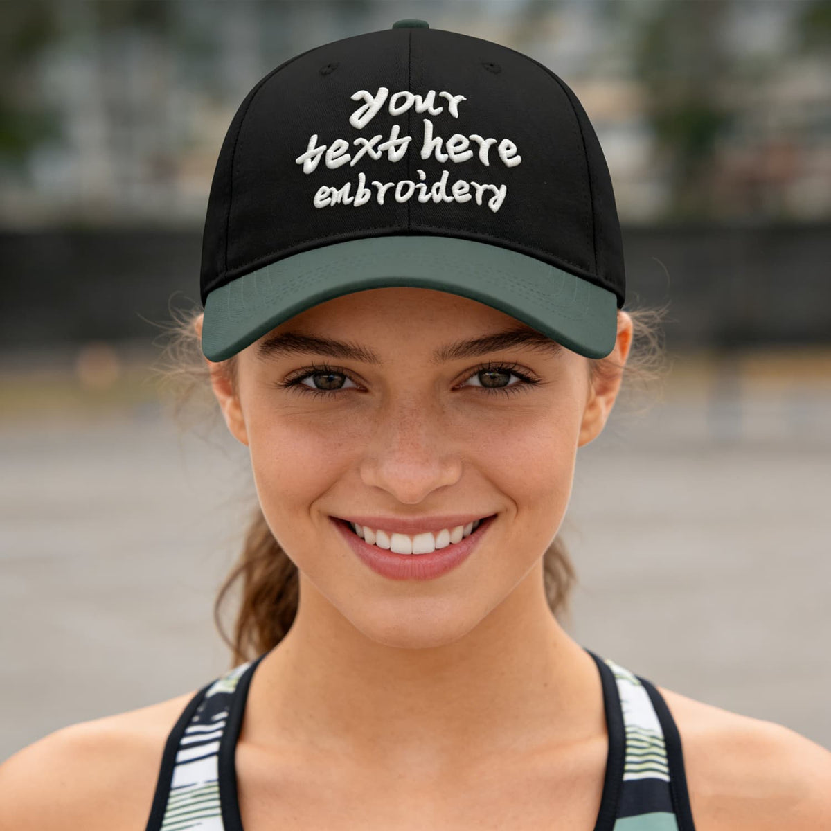 Vosoli Black Olive Two-Tone Baseball Cap - Unisex Custom 3D Embroidery or Print