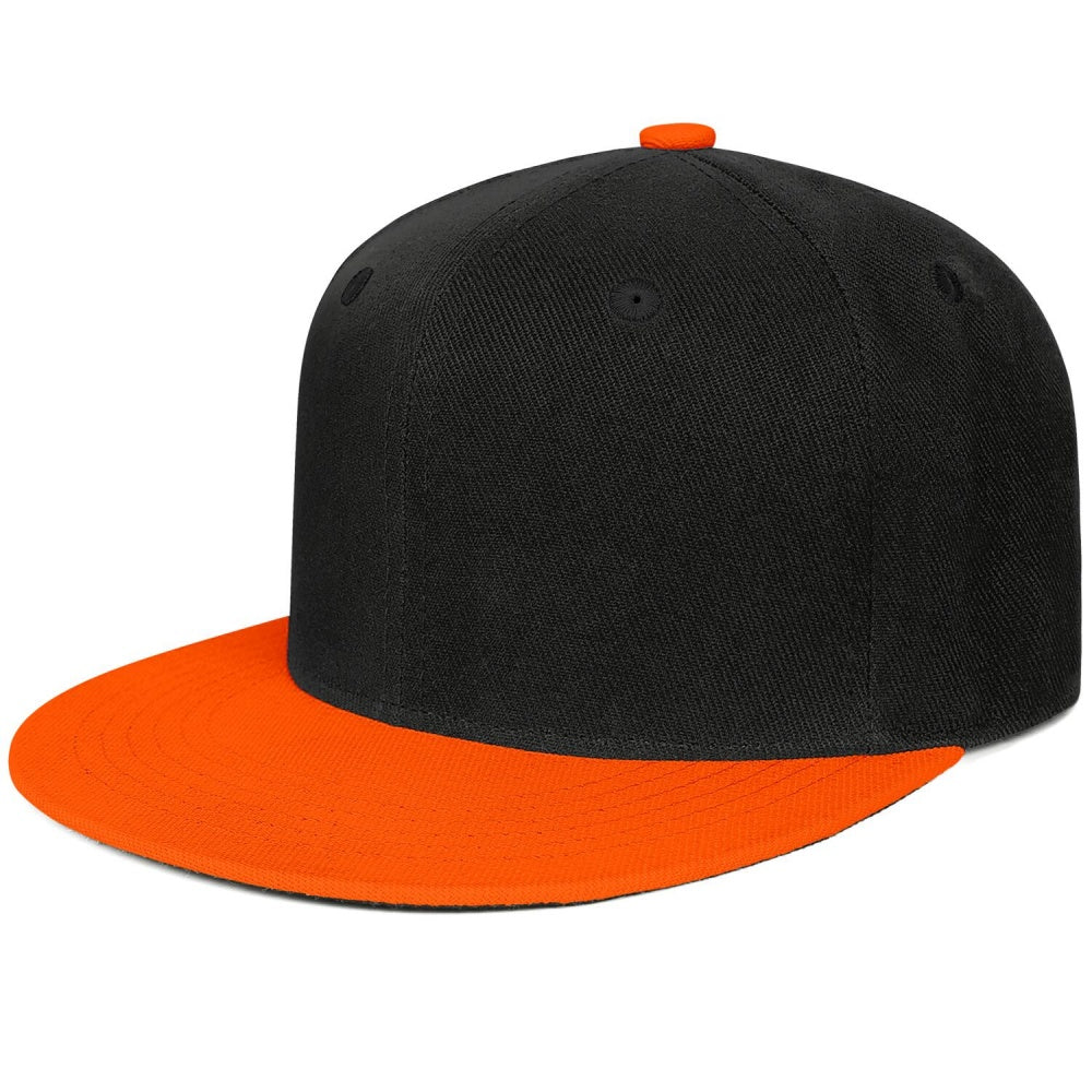 Vosoli Black Orange Flat Brim Cap - Custom Embroidered Personalized Hat