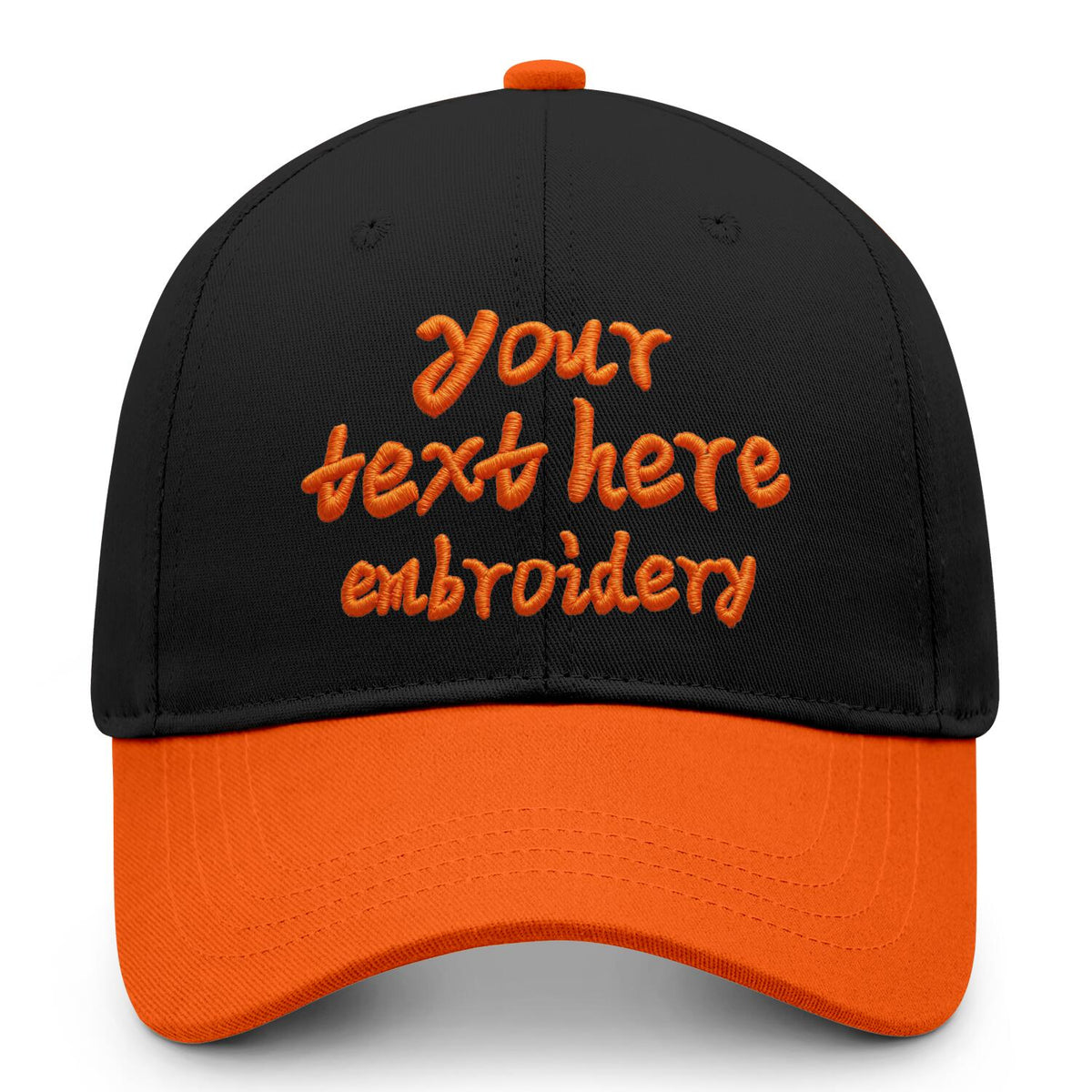 Vosoli Black Orange Two-Tone Baseball Cap - Unisex Custom 3D Embroidery or Print