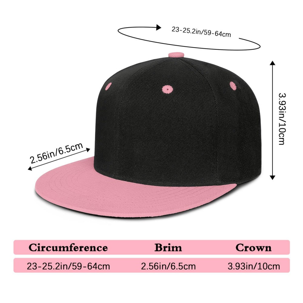 Vosoli Black Pink Flat Brim Cap - Custom Embroidered Personalized Hat