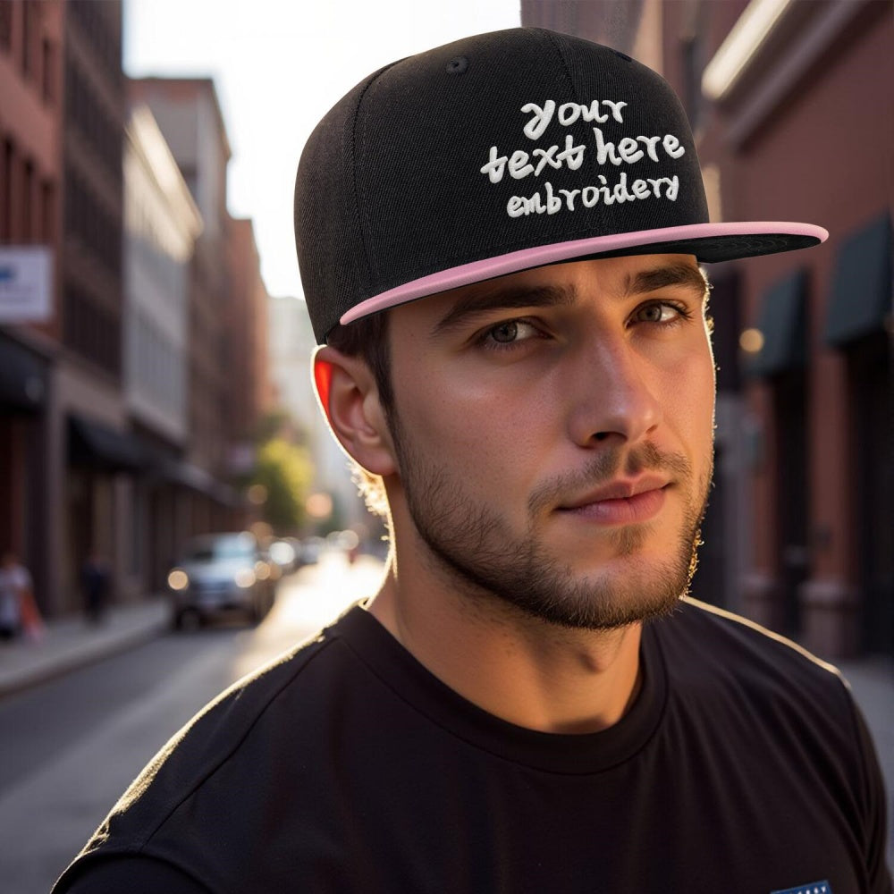 Vosoli Black Pink Flat Brim Cap - Custom Embroidered Personalized Hat