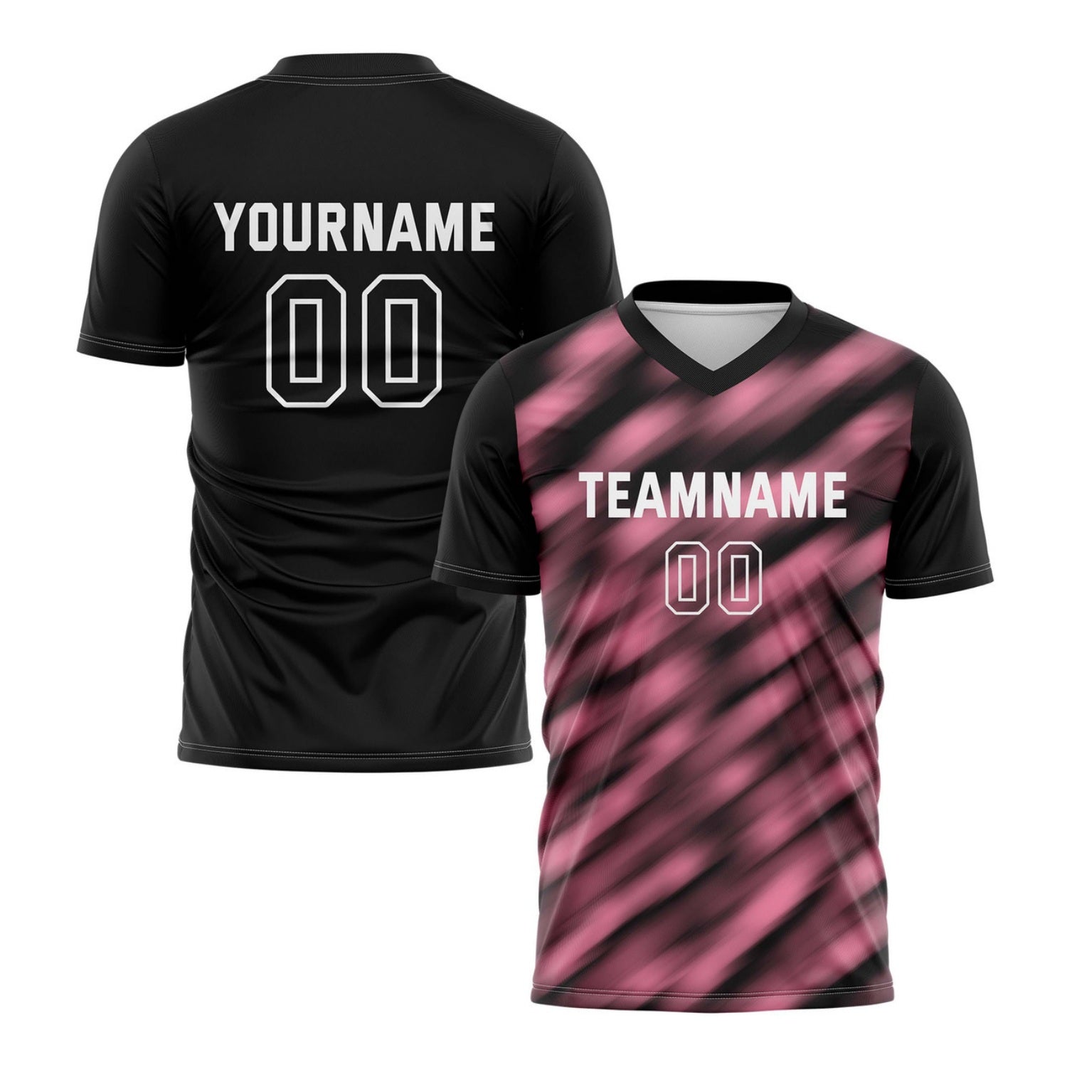 Custom Black & Pink Gradient Stripe Soccer Jersey for Teams & Individuals | Vosoli
