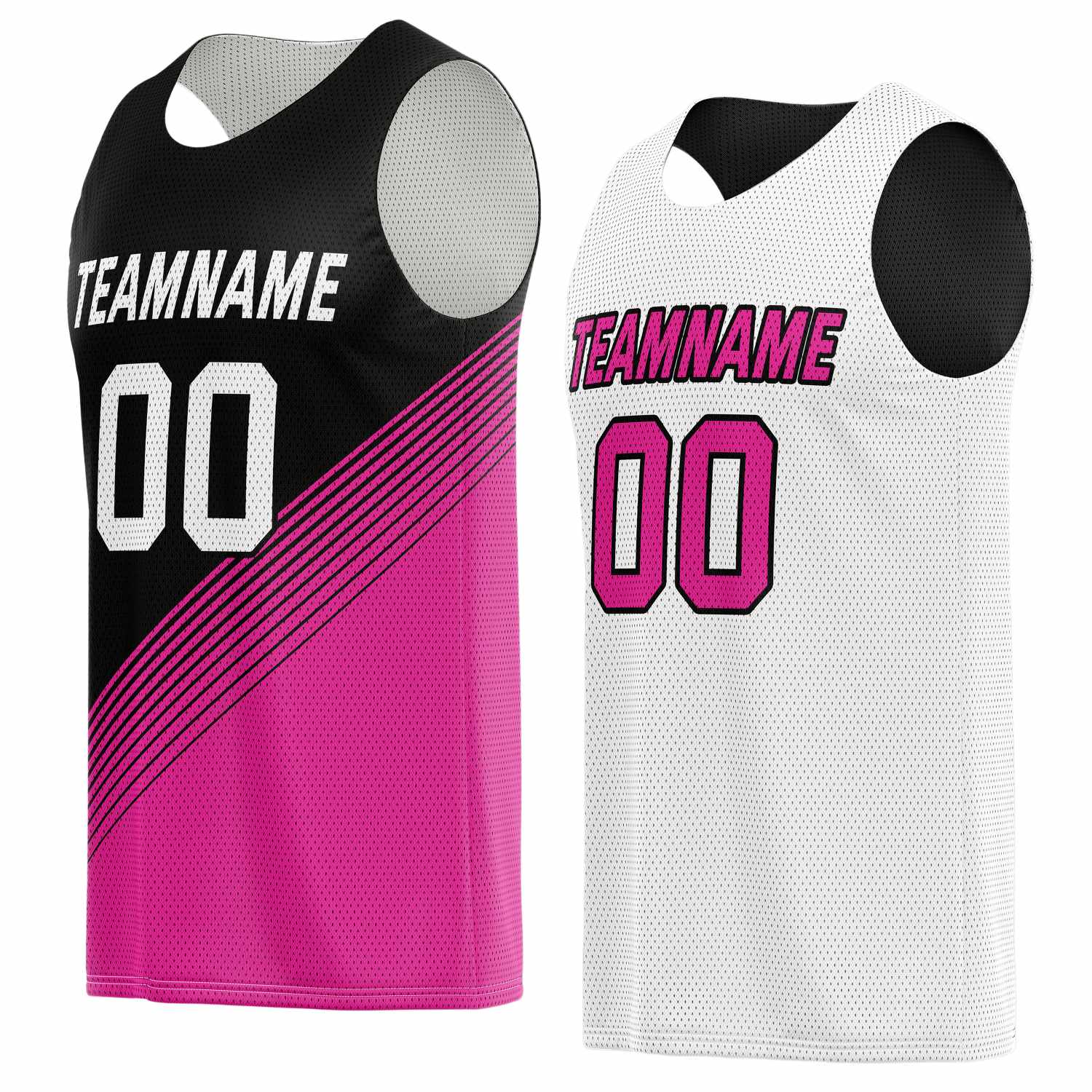 Custom Reversible Basketball Jersey for Individuals & Teams – Black, Pink & White | Vosoli