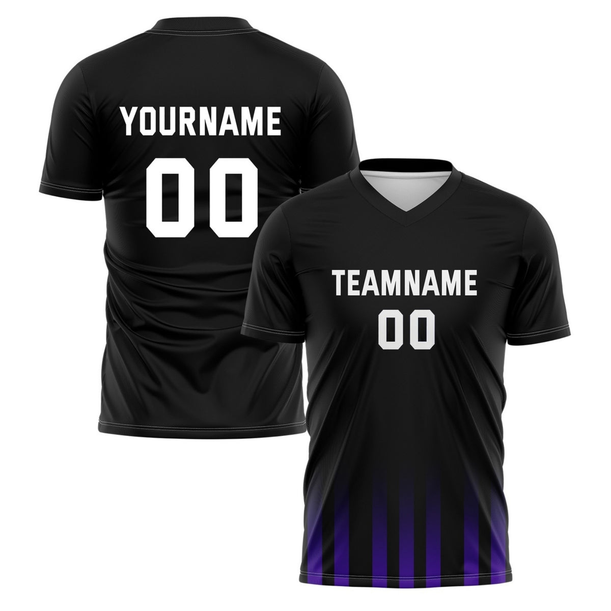 Custom Black &amp; Purple Gradient Stripe Soccer Jersey for Teams &amp; Individuals | Vosoli