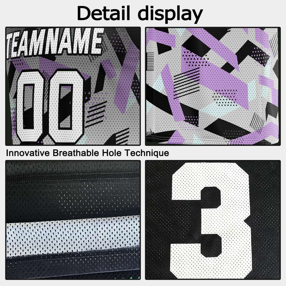 Custom Reversible Basketball Jersey for Individuals & Teams – Black Purple Grey Abstract Geo | Vosoli