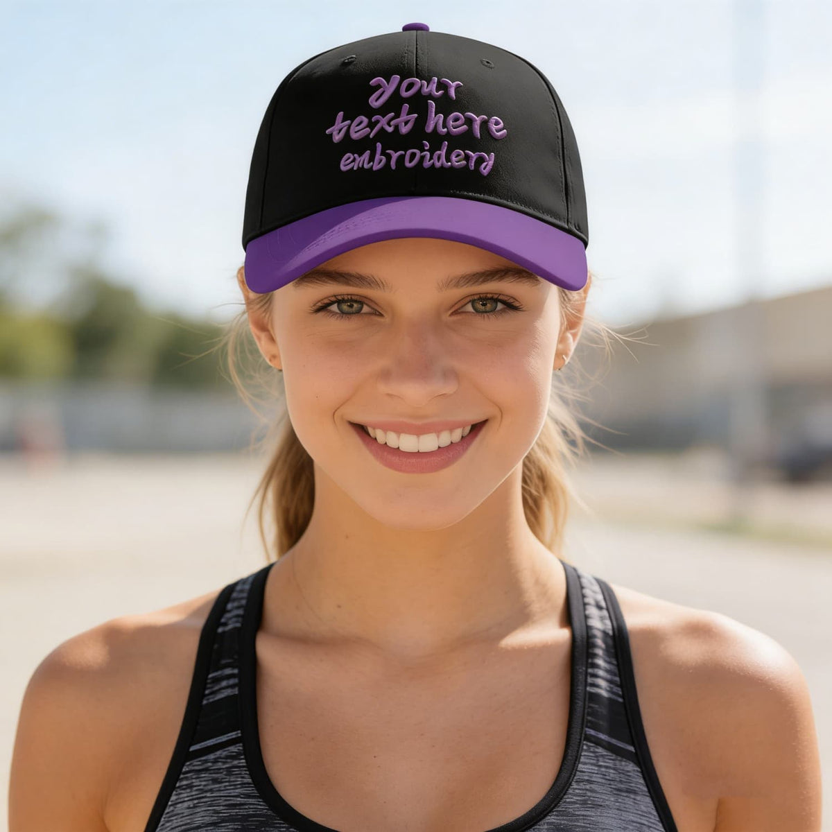 Vosoli Black Purple Two-Tone Baseball Cap - Unisex Custom 3D Embroidery or Print