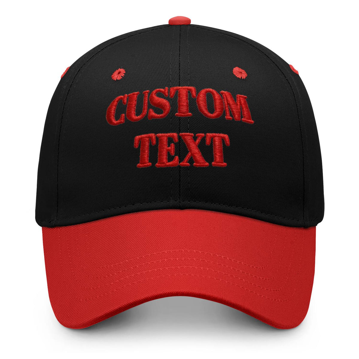 Vosoli Black Red Two-Tone Baseball Cap - Unisex Custom 3D Embroidery or Print