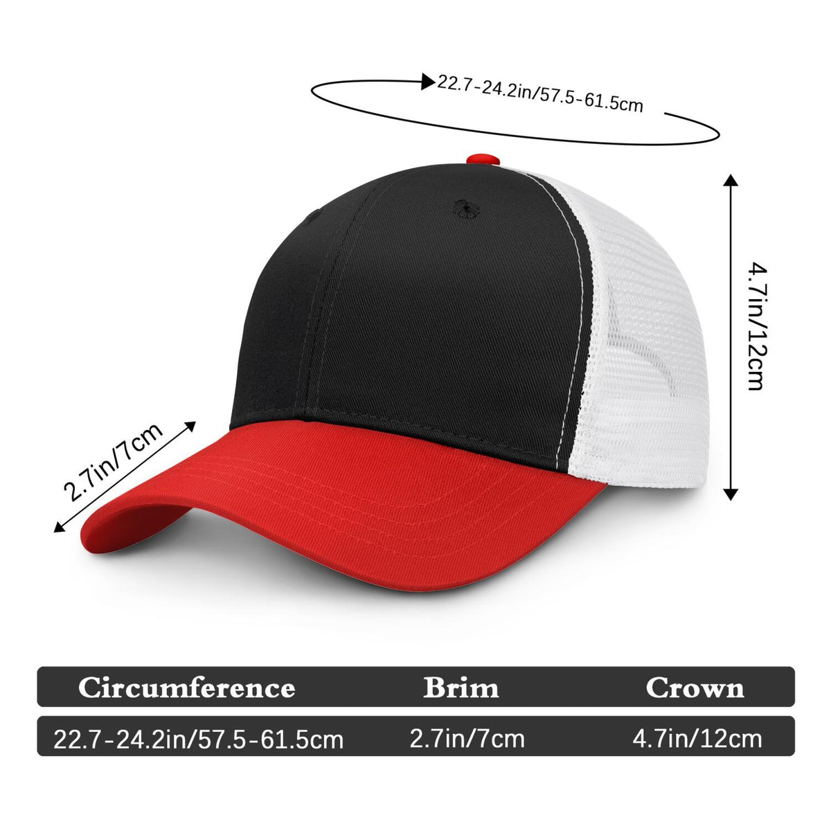 Vosoli Black & Red Two-Tone Baseball Trucker Hat - Unisex Custom 3D Embroidery or Print