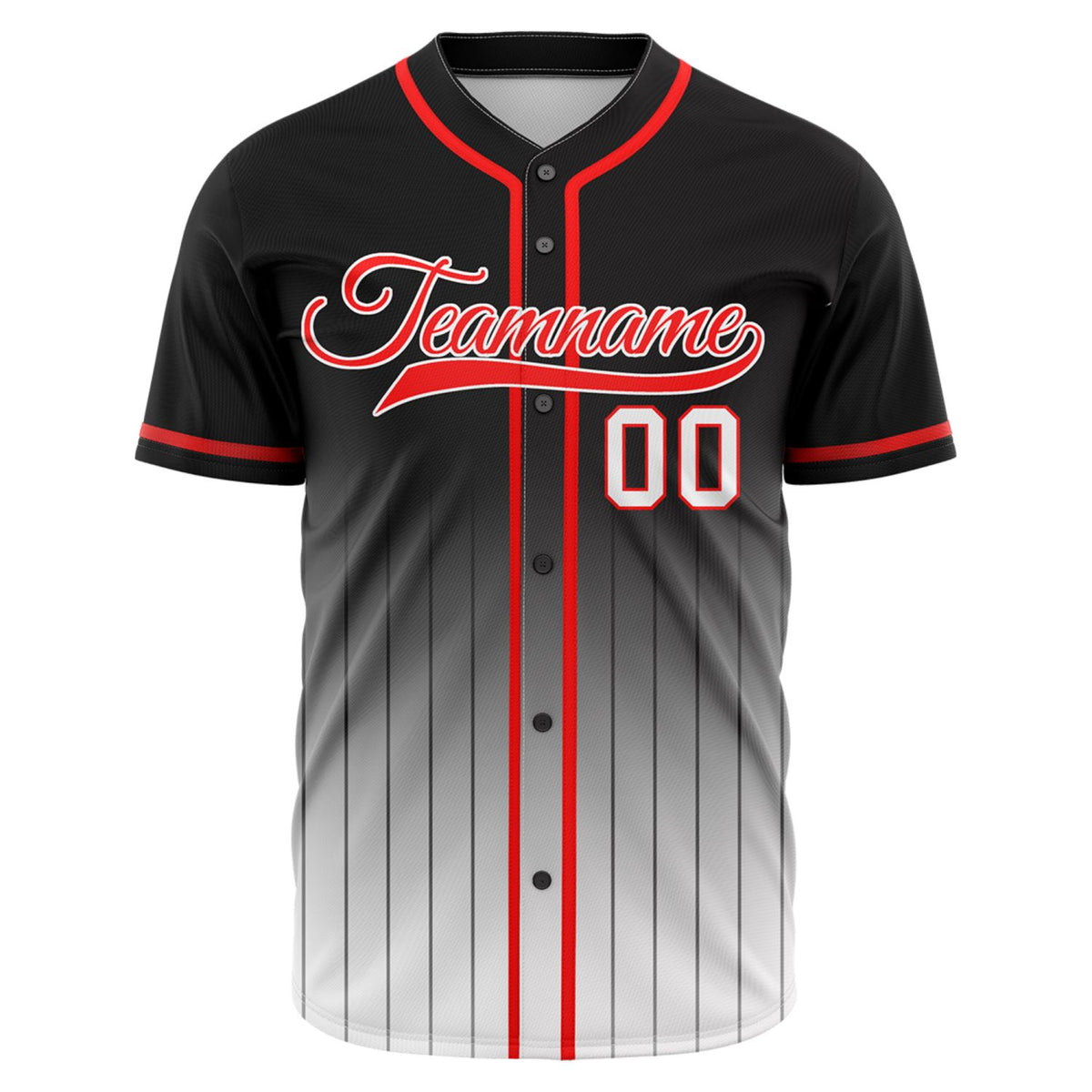 VOSOLI Elite Edge Black &amp; Red Gradient Pinstripe Baseball Jersey