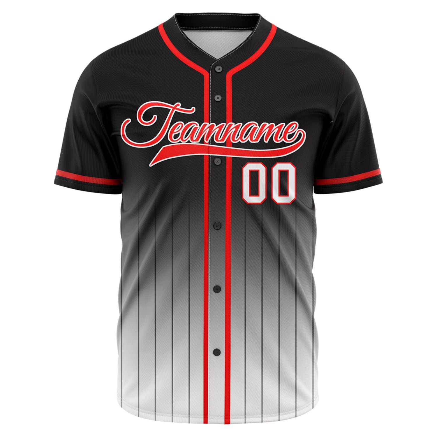 VOSOLI Elite Edge Black & Red Gradient Pinstripe Baseball Jersey