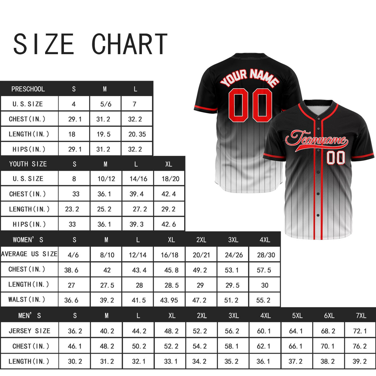 VOSOLI Elite Edge Black & Red Gradient Pinstripe Baseball Jersey