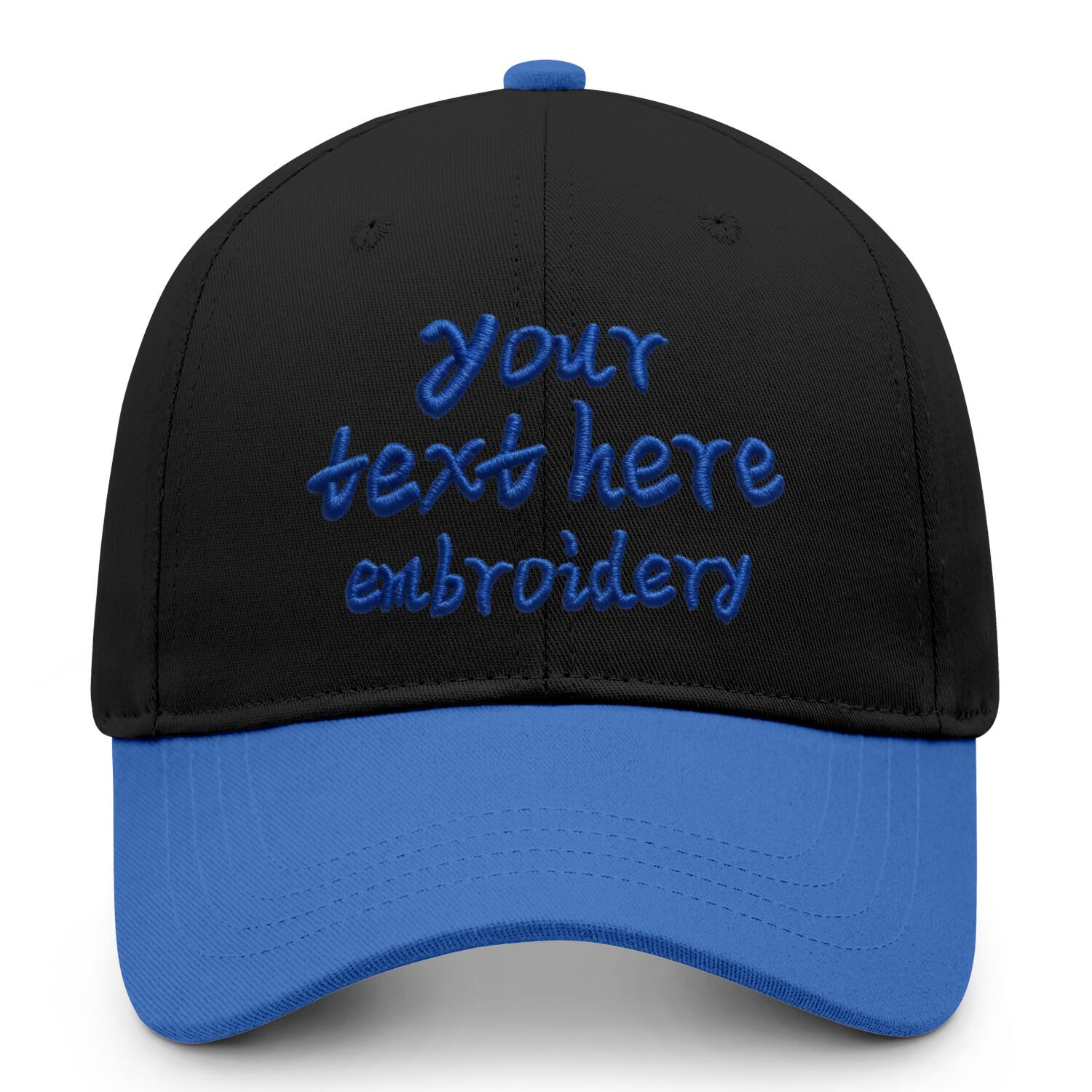 Vosoli Black Royal Blue Two-Tone Baseball Cap - Unisex Custom 3D Embroidery or Print