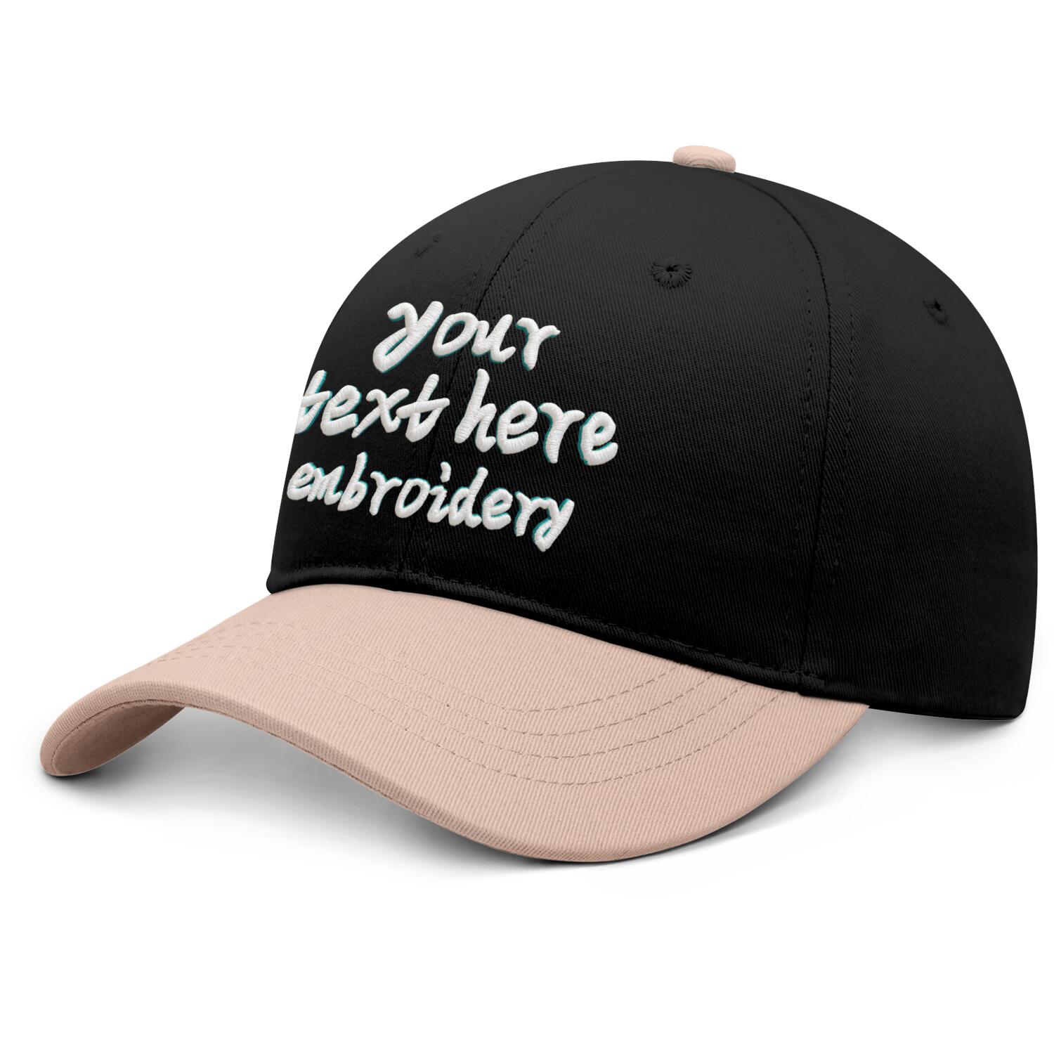 Vosoli Black Sand Two-Tone Baseball Cap - Unisex Custom 3D Embroidery or Print