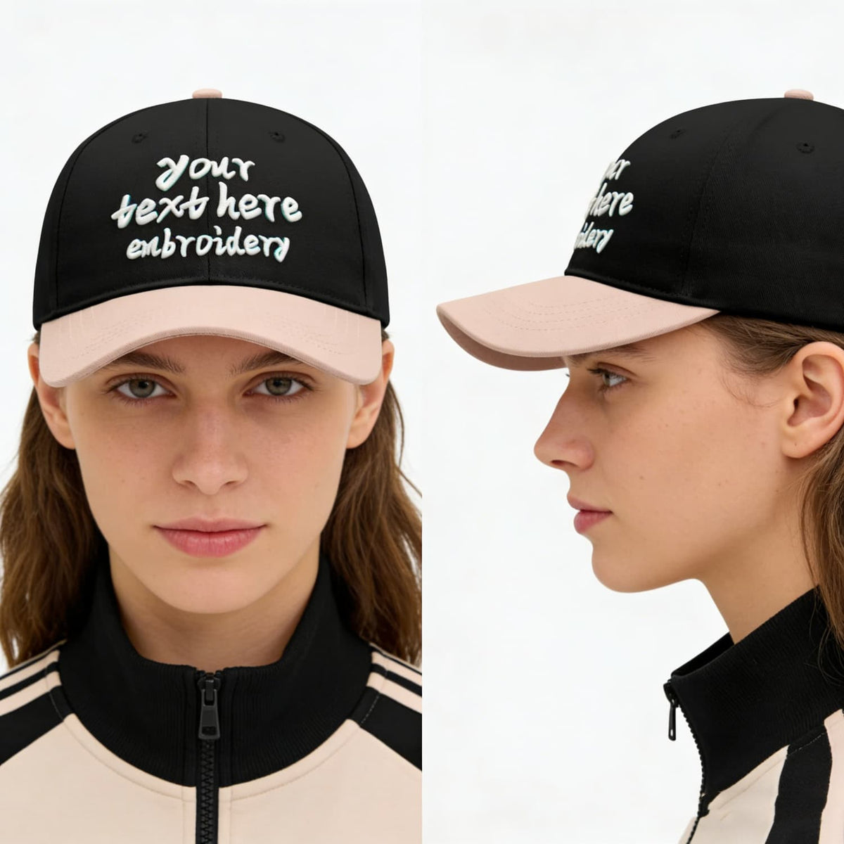 Vosoli Black Sand Two-Tone Baseball Cap - Unisex Custom 3D Embroidery or Print