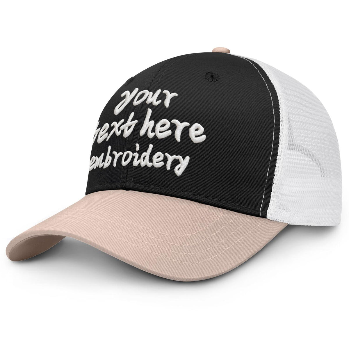 Vosoli Black & Sand Two-Tone Baseball Trucker Hat - Unisex Custom 3D Embroidery or Print