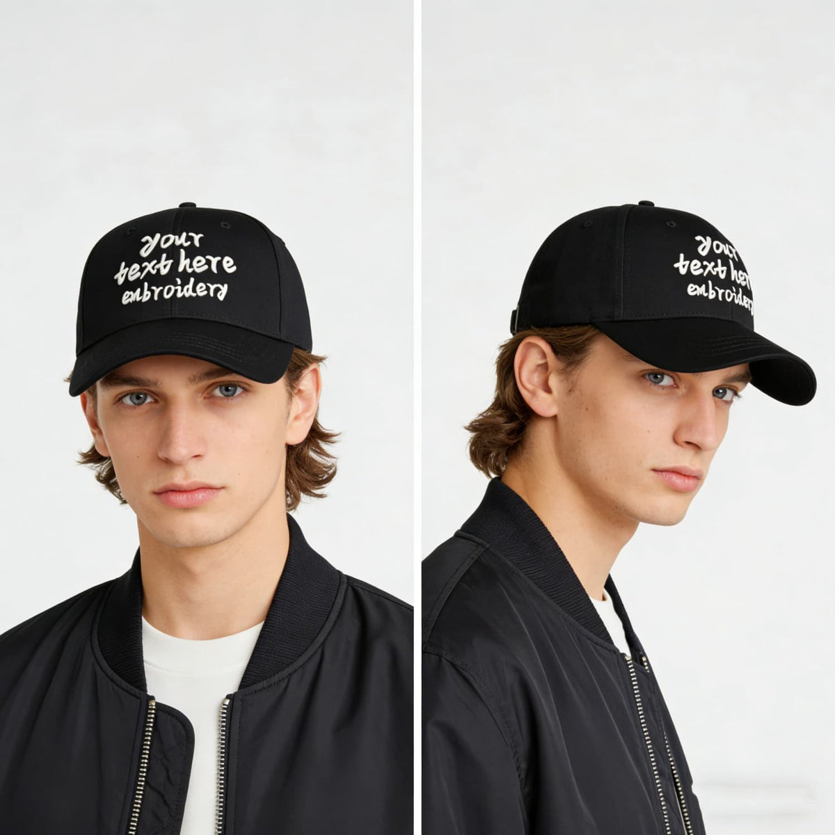 Vosoli Black Solid Baseball Cap - Unisex Custom 3D Embroidery or Print