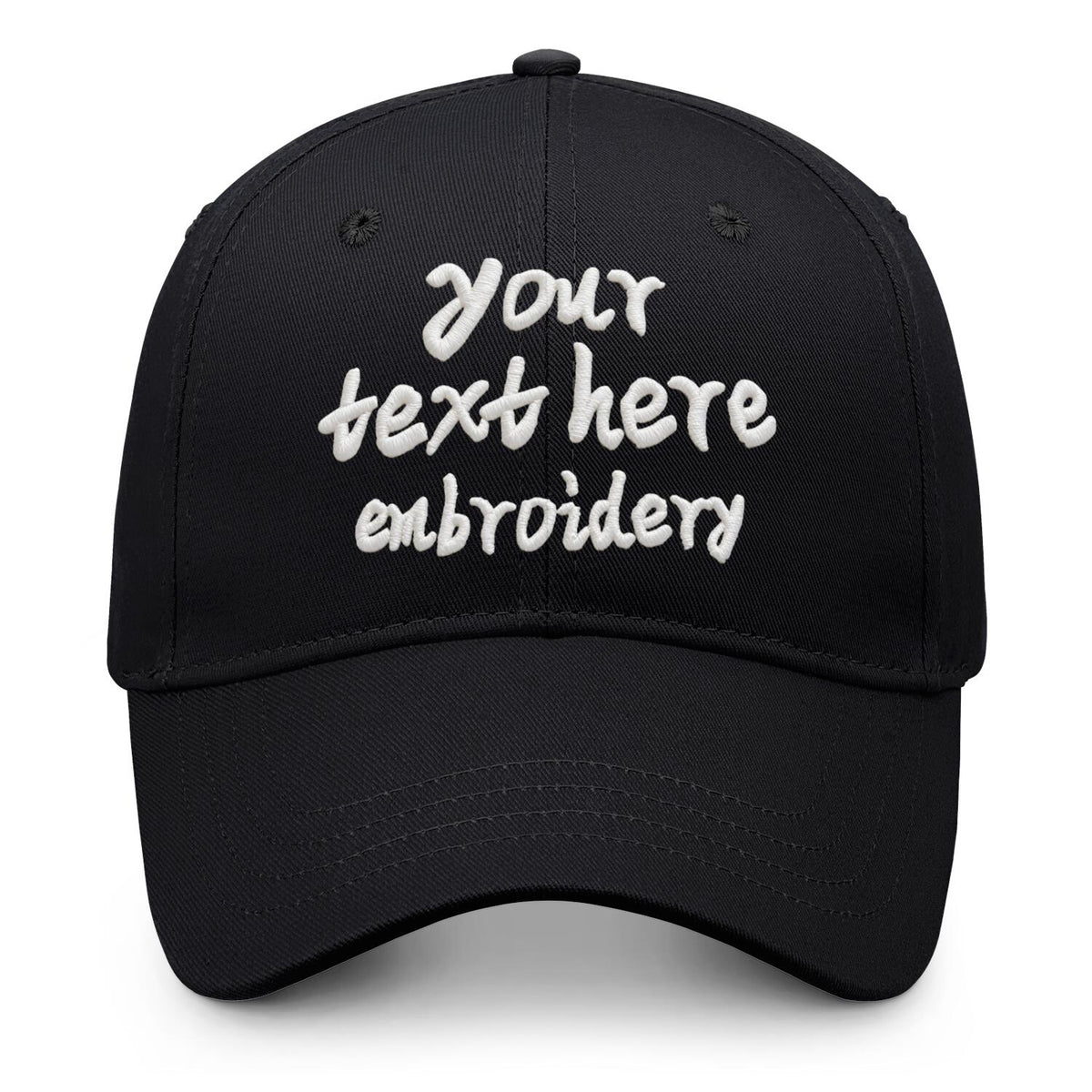 Vosoli Black Solid Baseball Cap - Unisex Custom 3D Embroidery or Print