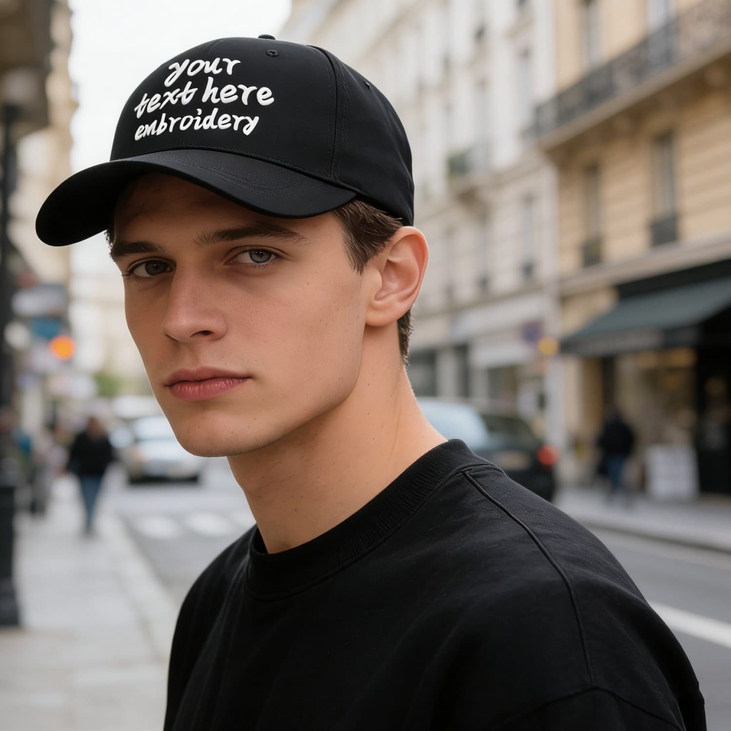 Vosoli Black Solid Baseball Cap - Unisex Custom 3D Embroidery or Print