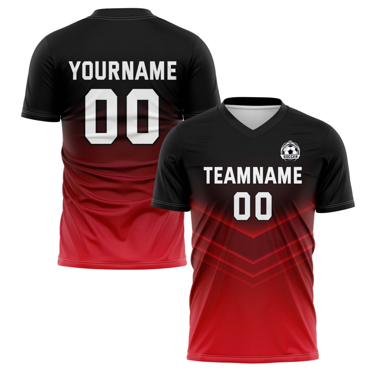 Custom Black-to-Red Gradient Soccer Jersey for Teams & Individuals | Vosoli