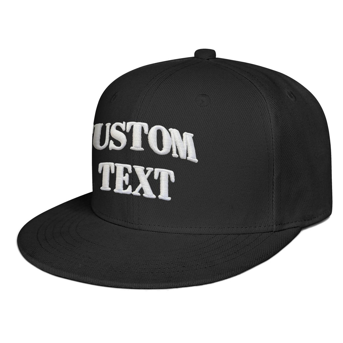 Vosoli Black Unisex Flat Brim Cap - Team Custom 3D Embroidery or Print Personalized Hat