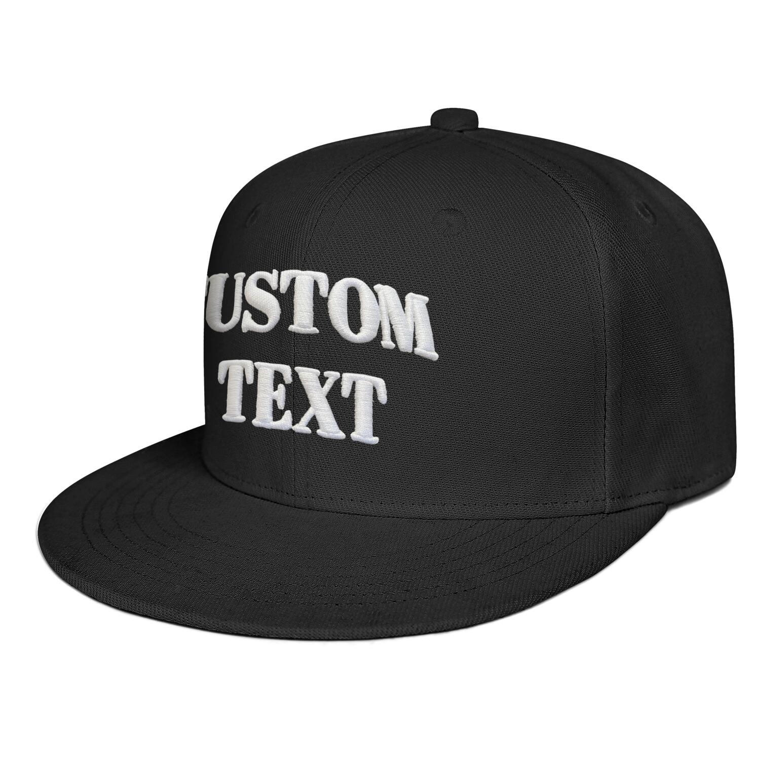 Vosoli Black Unisex Flat Brim Cap - Team Custom 3D Embroidery or Print Personalized Hat