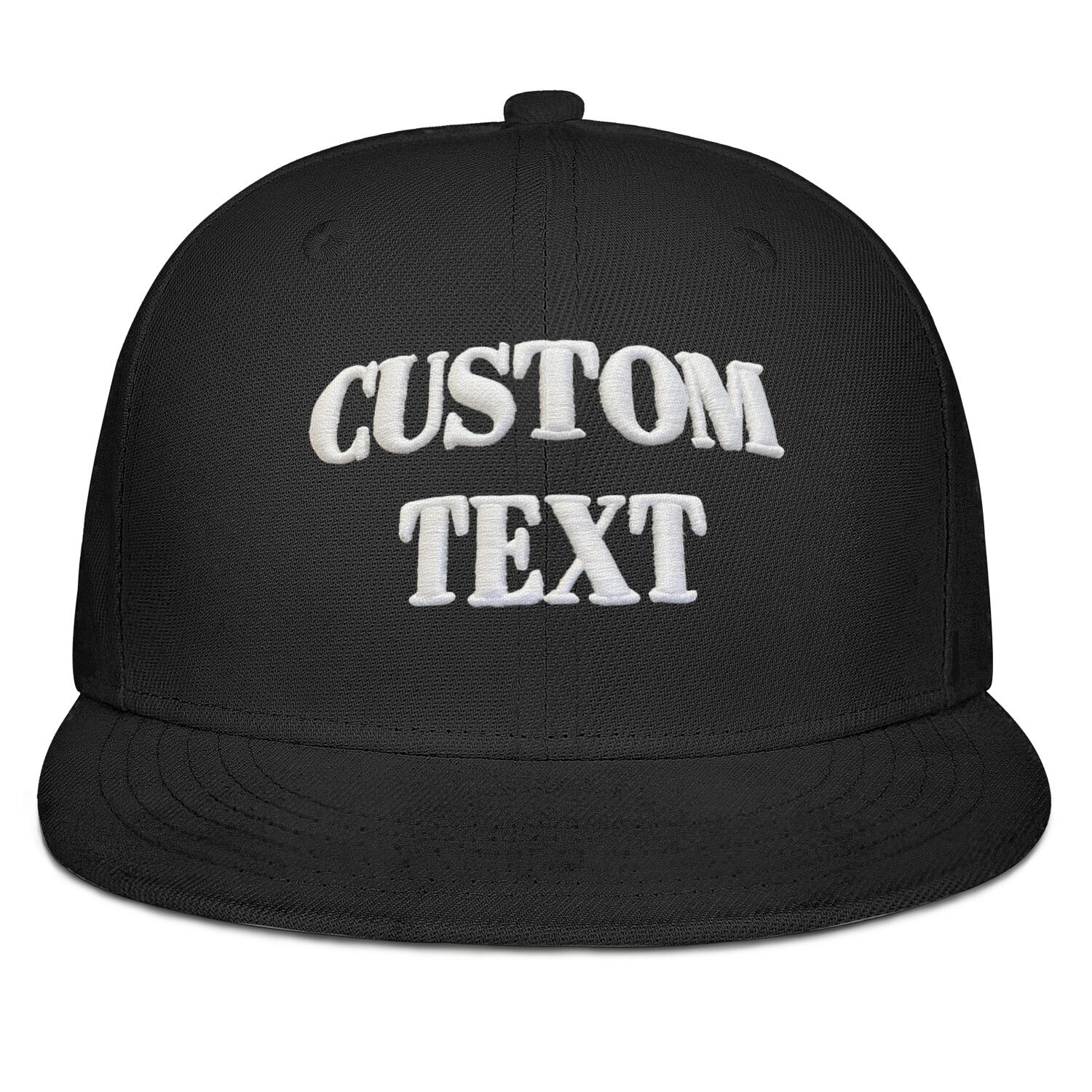Vosoli Black Unisex Flat Brim Cap - Team Custom 3D Embroidery or Print Personalized Hat