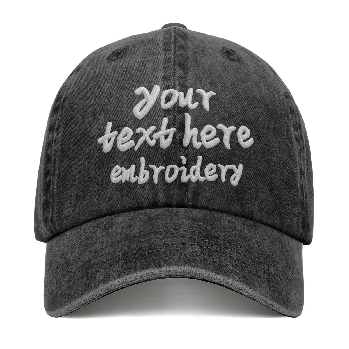 Vosoli Black Washed Denim Women’s Ponytail Cap - Team Custom 3D Embroidery or Print Personalized Hats