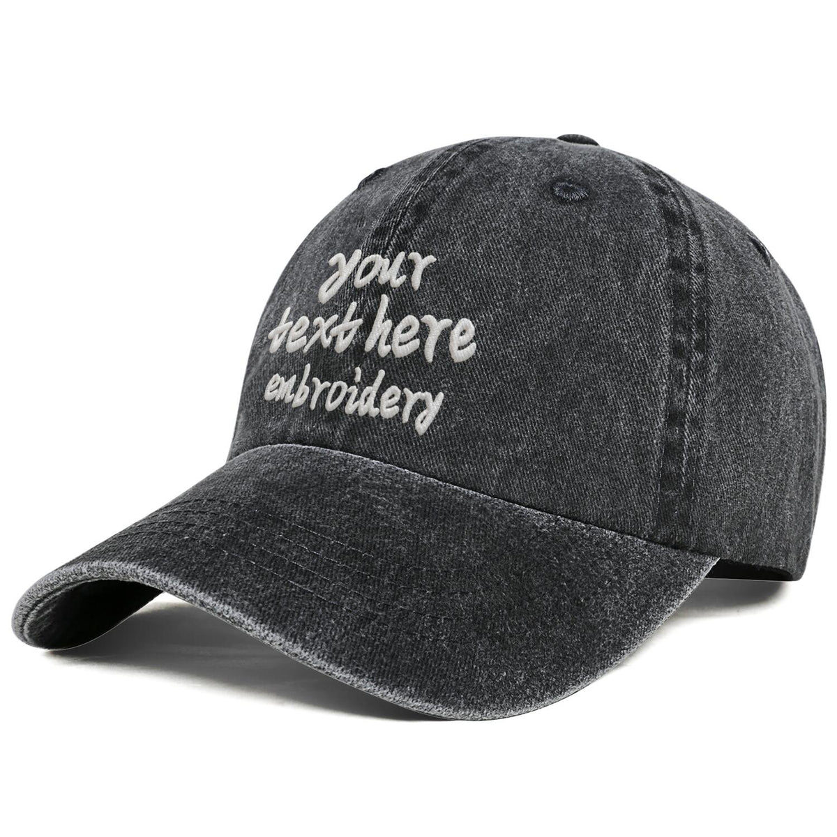 Vosoli Black Washed Denim Women’s Ponytail Cap - Team Custom 3D Embroidery or Print Personalized Hats