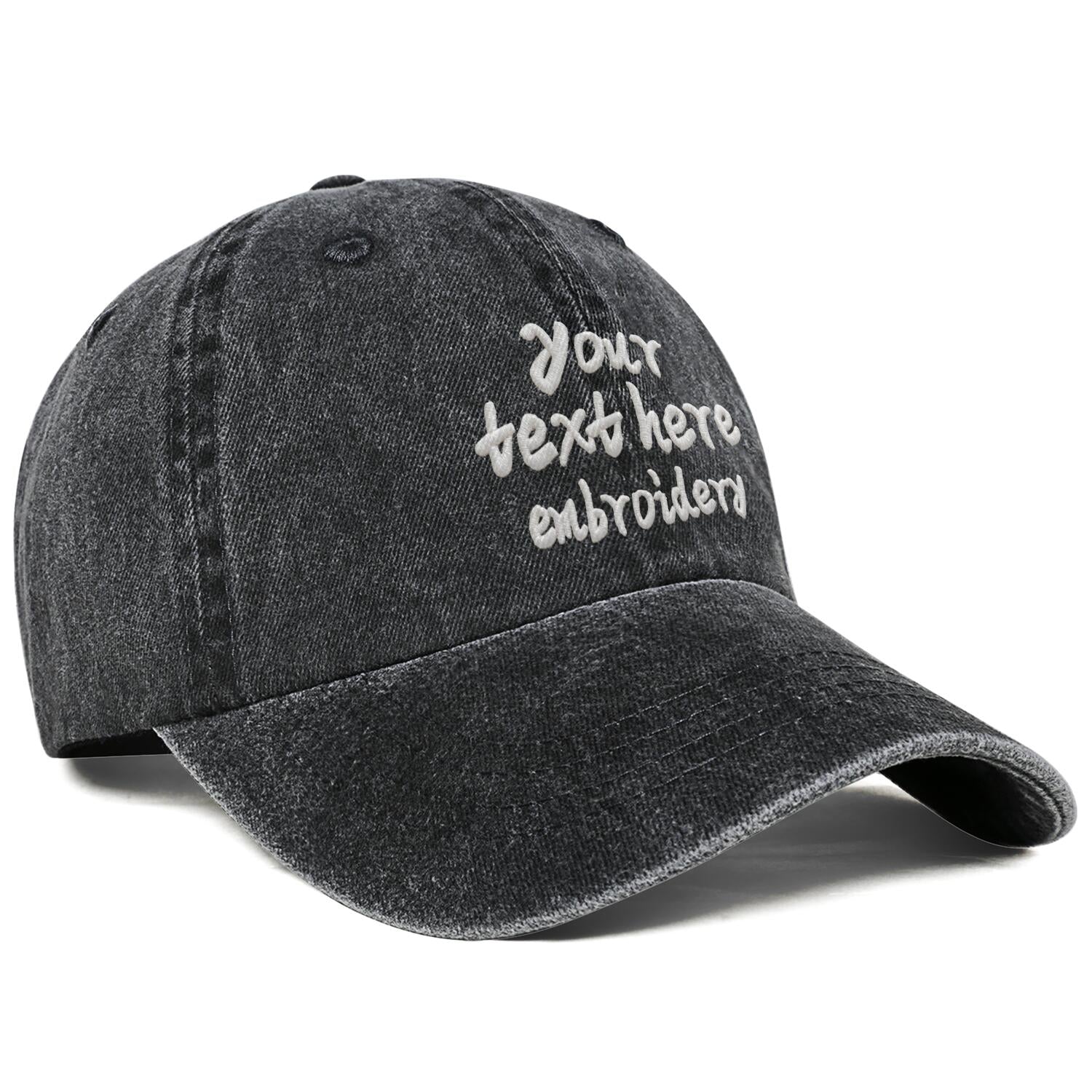 Vosoli Black Washed Denim Women’s Ponytail Cap - Team Custom 3D Embroidery or Print Personalized Hats