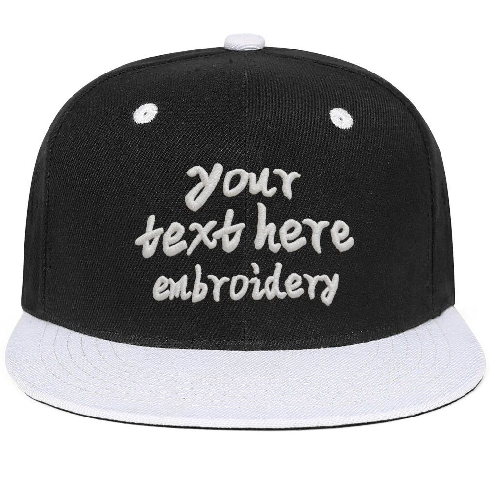 Vosoli Black White Flat Brim Cap - Custom Embroidered Personalized Hat