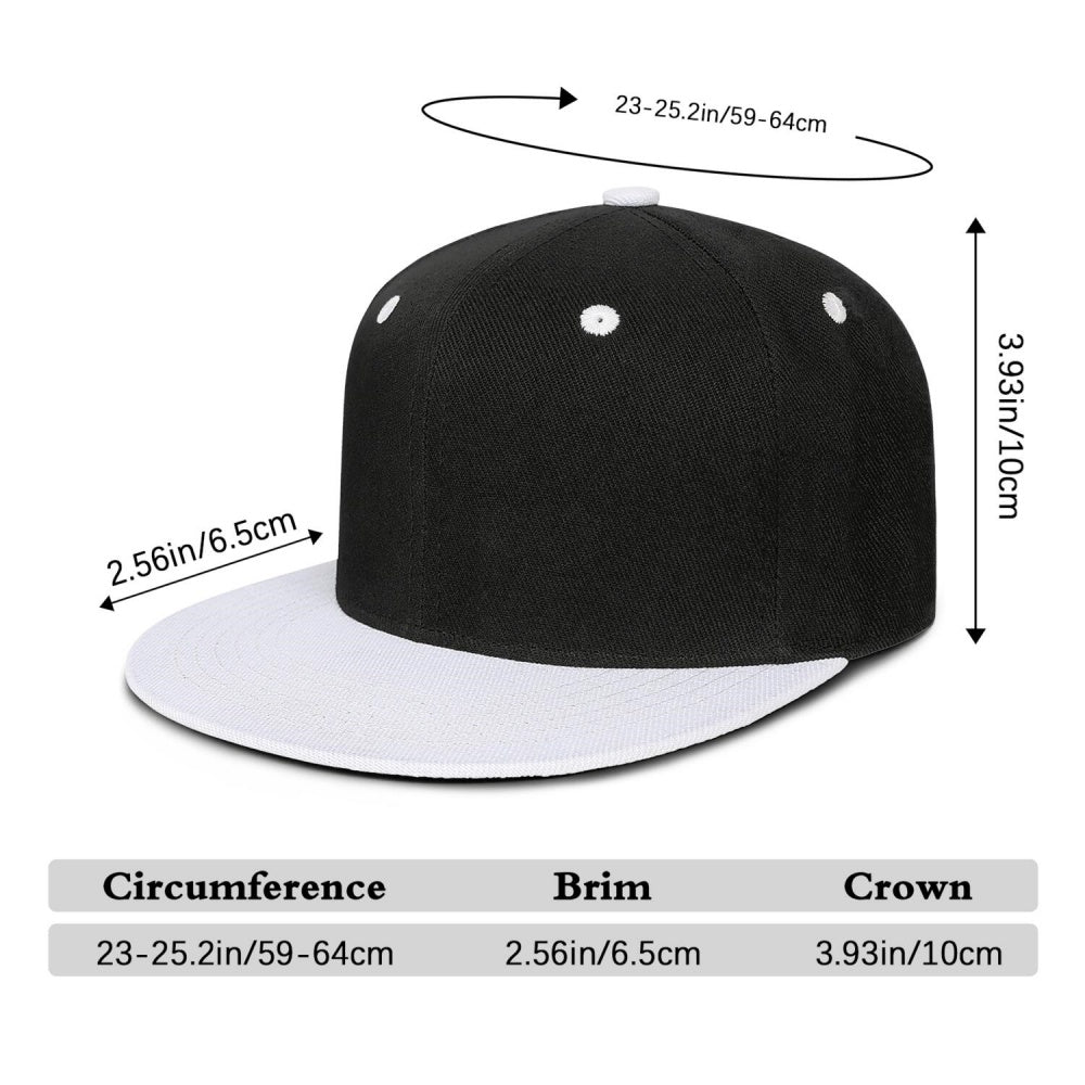 Vosoli Black White Flat Brim Cap - Custom Embroidered Personalized Hat