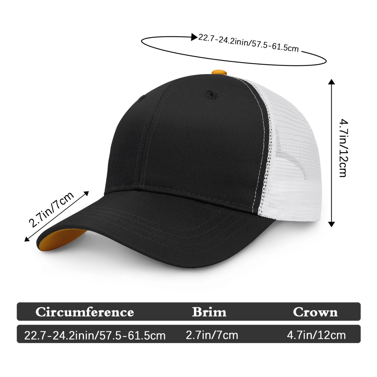 Vosoli Black & White Mesh-Back Trucker Cap - Unisex Personal & Team Custom 3D Embroidery or Print Hat