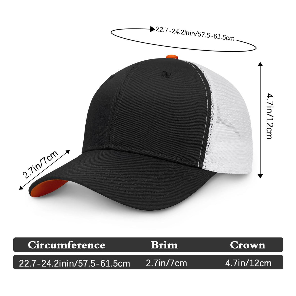 Vosoli Black & White Mesh-Back Trucker Cap - Unisex Personal & Team Custom 3D Embroidery or Print Hats