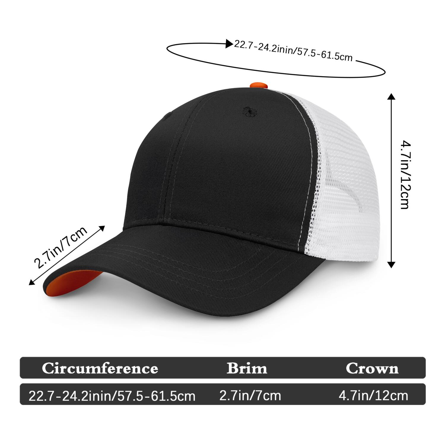 Vosoli Black & White Mesh-Back Trucker Cap - Unisex Personal & Team Custom 3D Embroidery or Print Hats