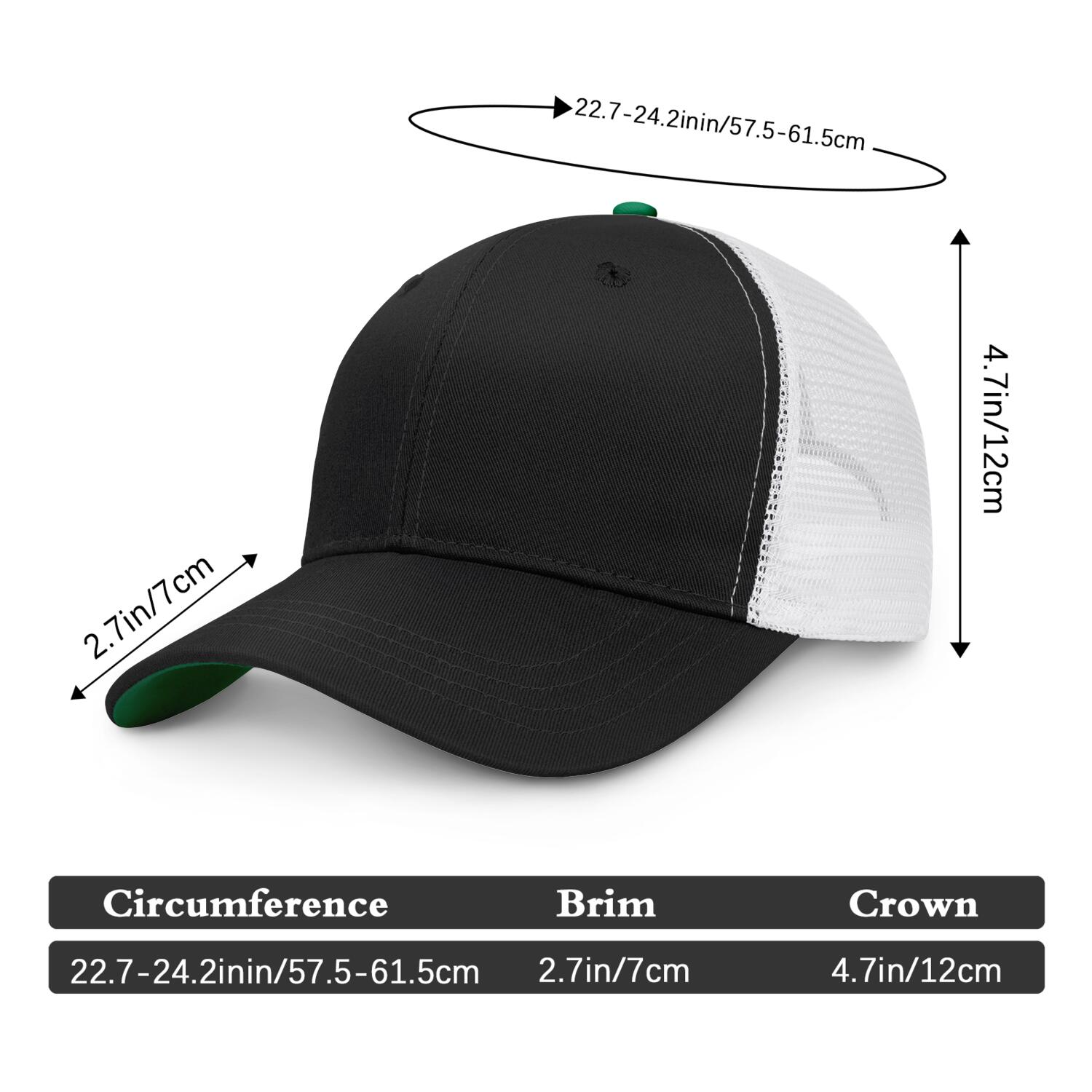 Vosoli Black & White Mesh-Back Trucker Cap - Unisex Personal & Team Custom 3D Embroidery or Print Hats