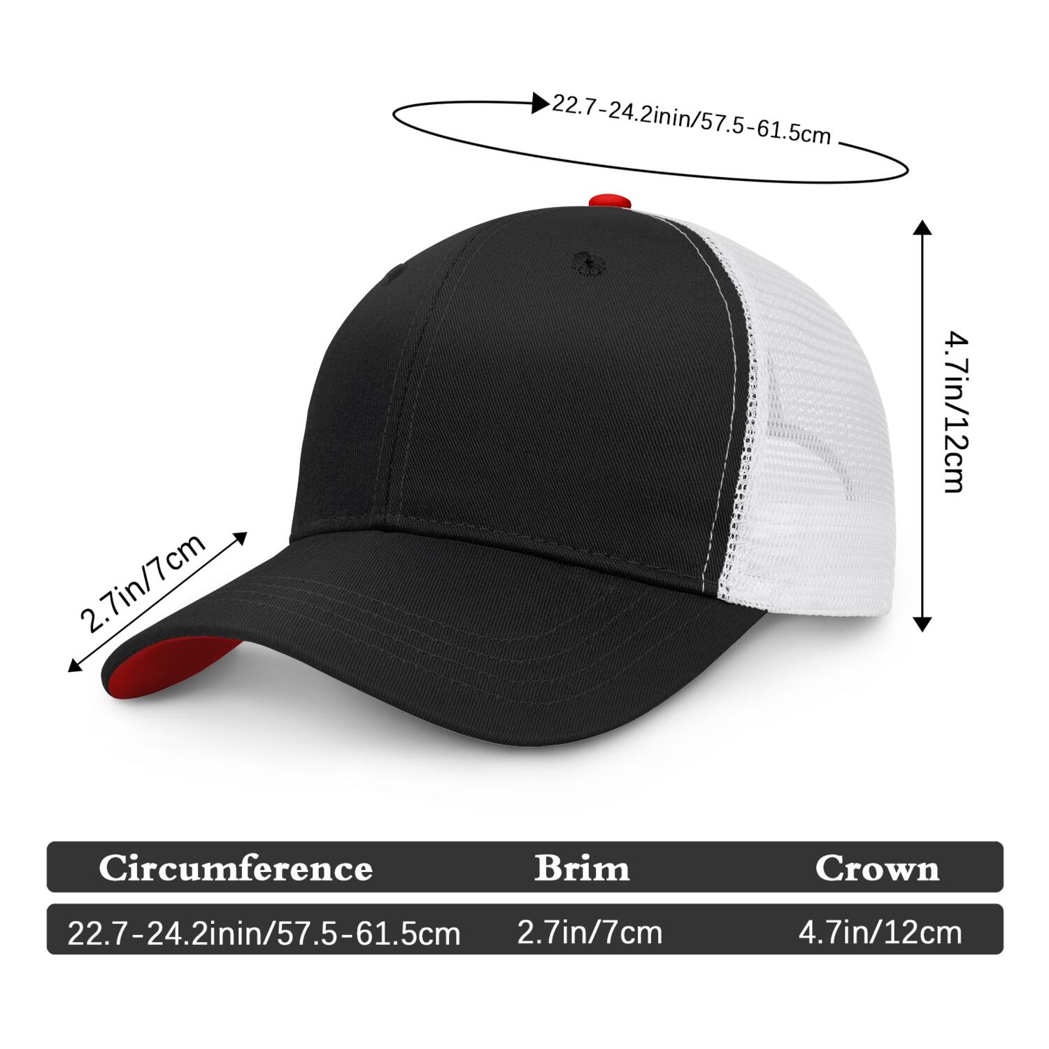 Vosoli Black & White Mesh-Back Trucker Cap - Unisex Personal & Team Custom 3D Embroidery or Print Hat