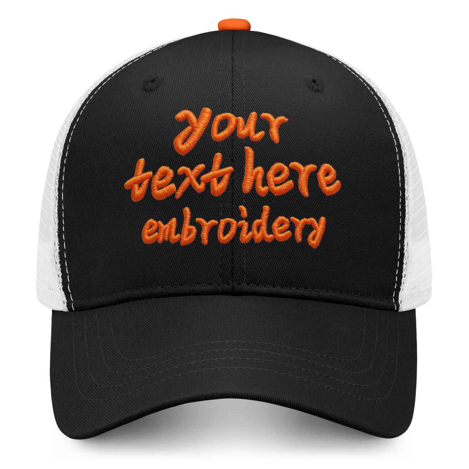 Vosoli Black & White Mesh-Back Trucker Cap - Unisex Personal & Team Custom 3D Embroidery or Print Hats