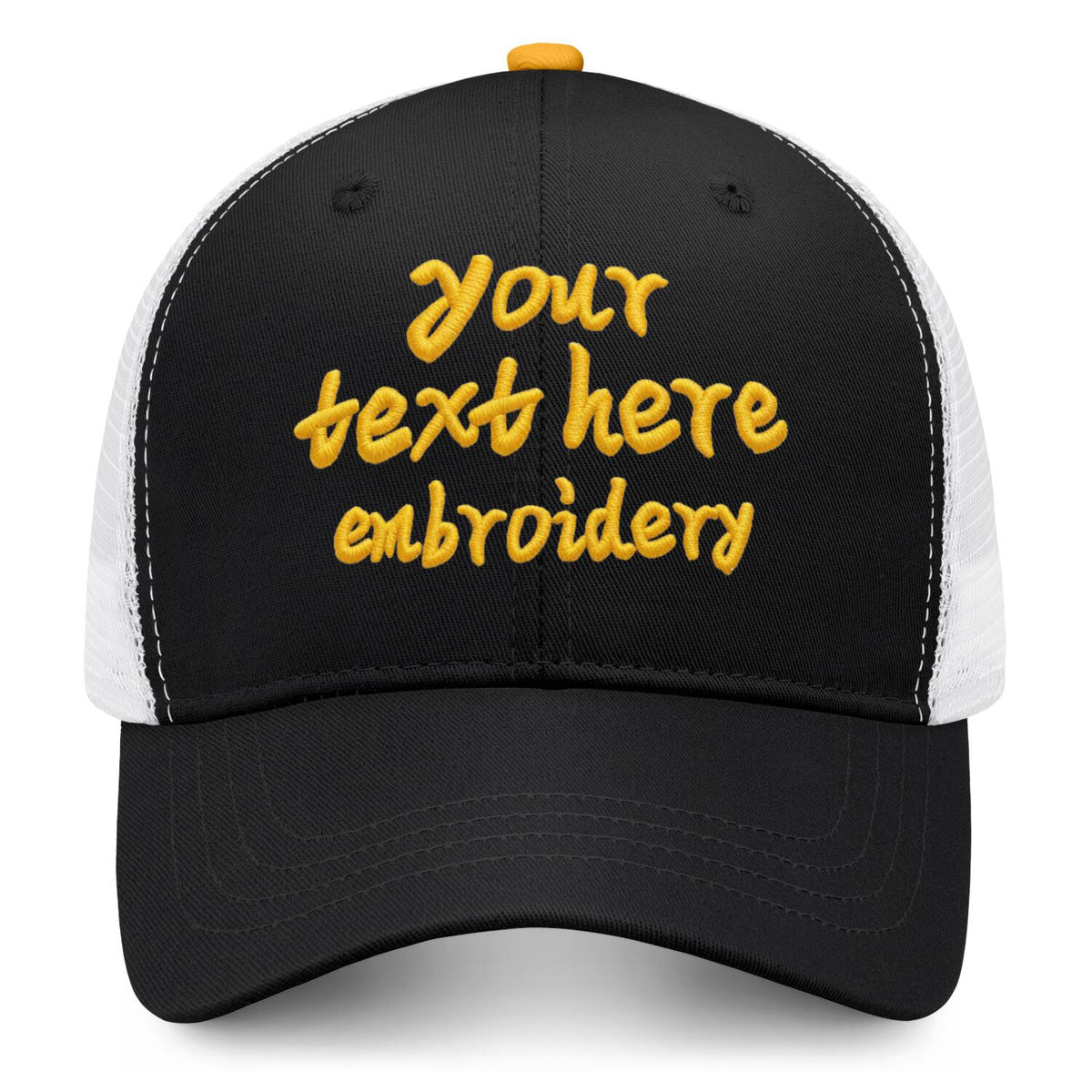 Vosoli Black & White Mesh-Back Trucker Cap - Unisex Personal & Team Custom 3D Embroidery or Print Hat