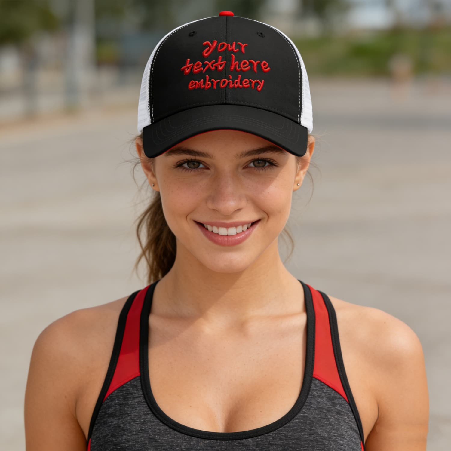 Vosoli Black & White Mesh-Back Trucker Cap - Unisex Personal & Team Custom 3D Embroidery or Print Hat